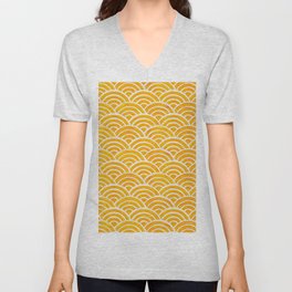 Japanese Seigaiha Wave – Marigold Palette V Neck T Shirt