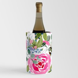 Pink watercolor floral Wine Chiller
