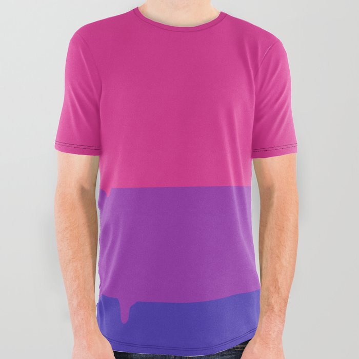 Bisexual Pride LGBTQ Flag Melting All Over Graphic Tee