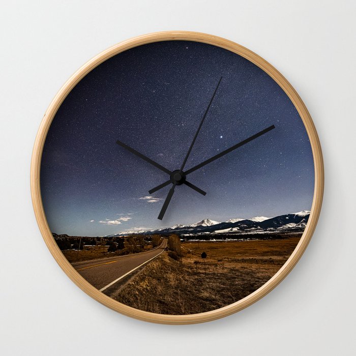 Sangre De Cristo Mountains At Night Colorado Rocky Mountain Landscape Wall Clock