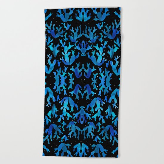 Desert night with cacti Beach Towel