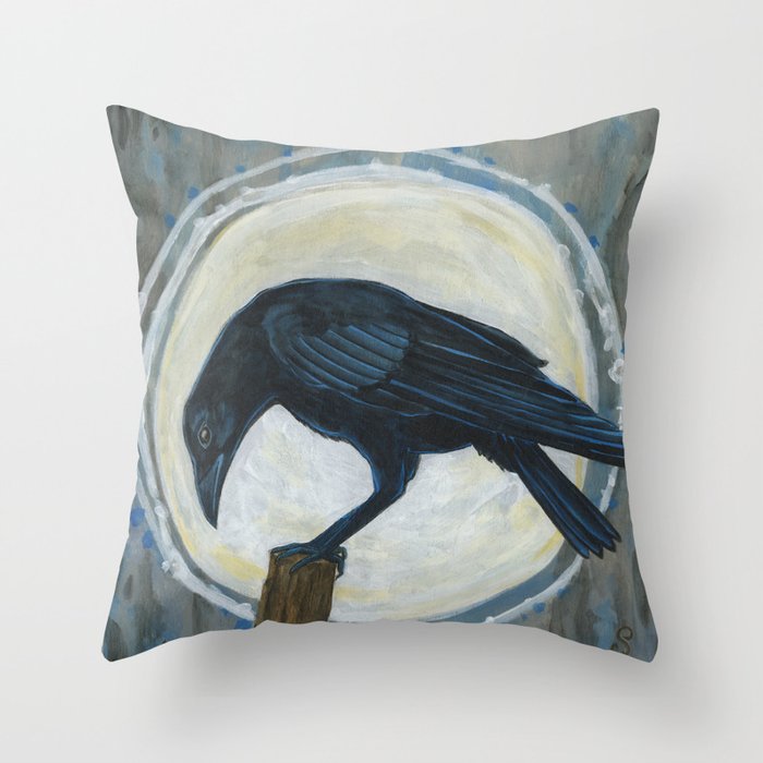 Crow Totem Throw Pillow