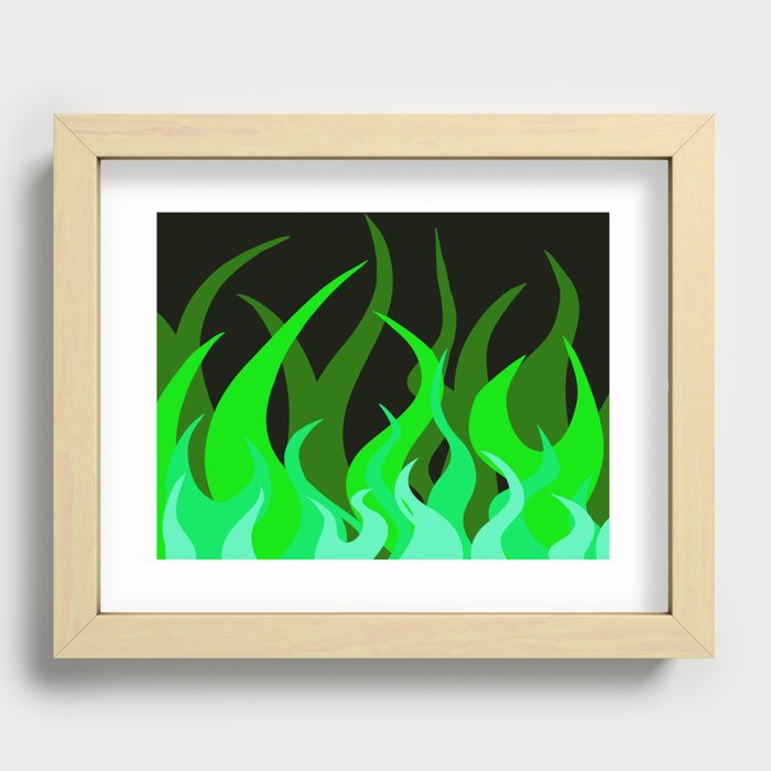 Green Flames Recessed Framed Print