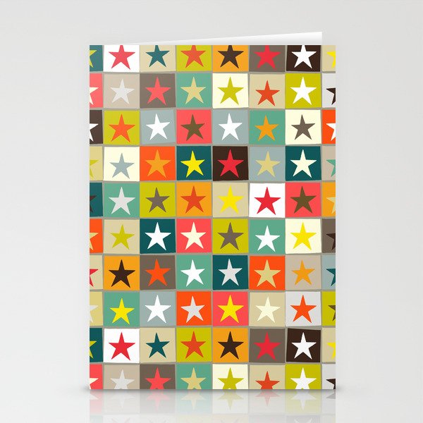 retro boxed stars Stationery Cards