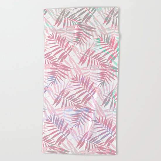Pastel Color Palms Pattern Beach Towel