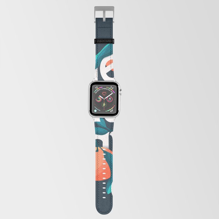 Squeeze the day lettering illustration with oranges on dark blue background VECTOR Apple Watch Band