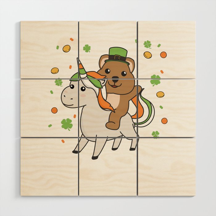 Quokka With Unicorn St. Patrick's Day Ireland Wood Wall Art