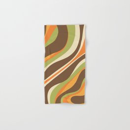 Trippy Dream Abstract Pattern in Retro 70s Brown Orange Avocado Green Hand & Bath Towel