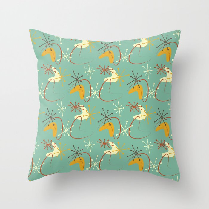 Atomic Boomerang Mid Century Modern Throw Pillow by ...