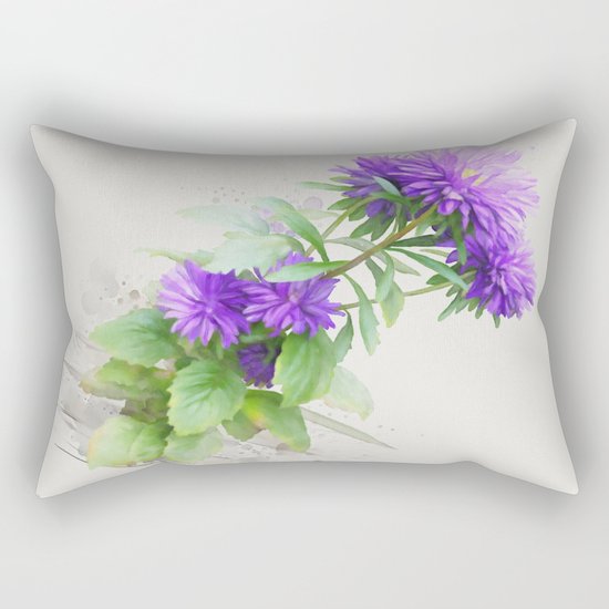 Purple Flowers, watercolors Rectangular Pillow