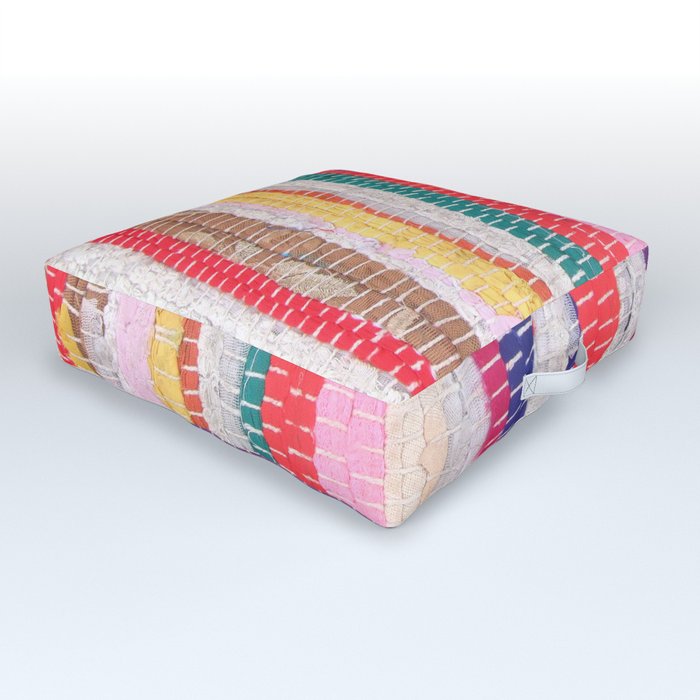 Ethnic stitch textile in multiple colours. Outdoor Floor Cushion