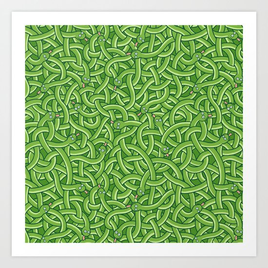 Little Green Snakes Art Print