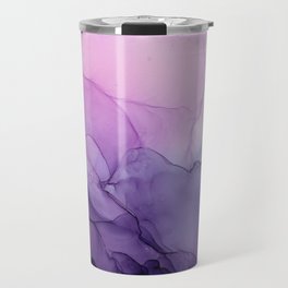 Purple Amethyst Crystal Inspired Abstract Flow Painting Travel Mug
