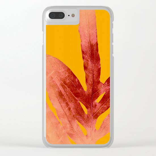 Green Fern on Red On Fire Clear iPhone Case