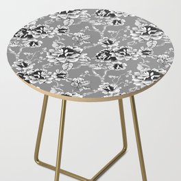 Spring Flowers Pattern Black and White Side Table