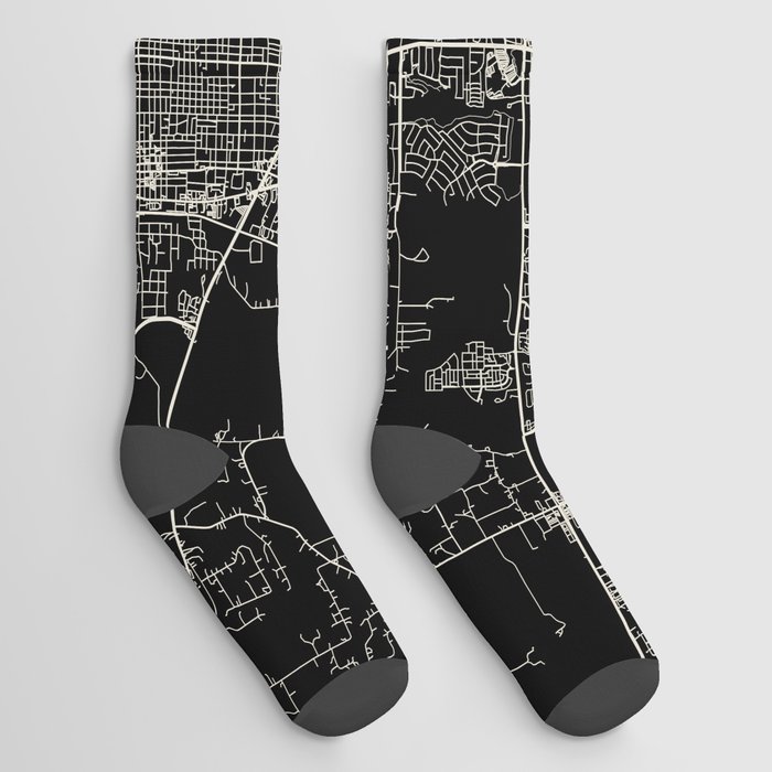 McKinney - Black and White City Map Socks