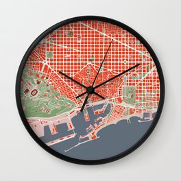 Barcelona city map classic Wall Clock