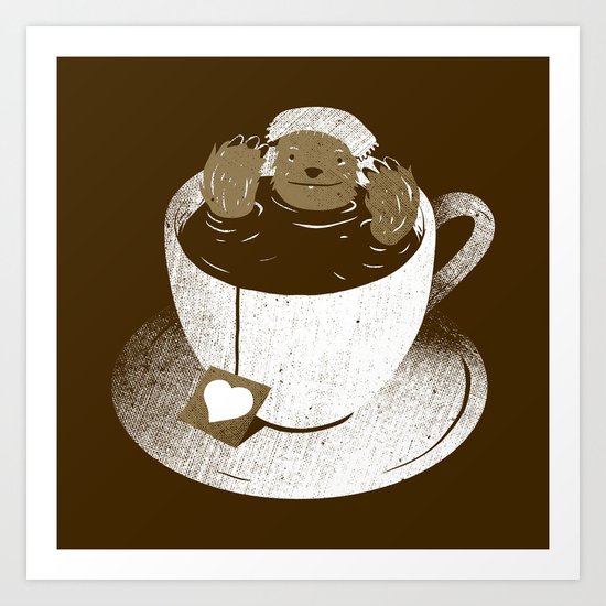 Monday Bath Sloth Coffee Art Print