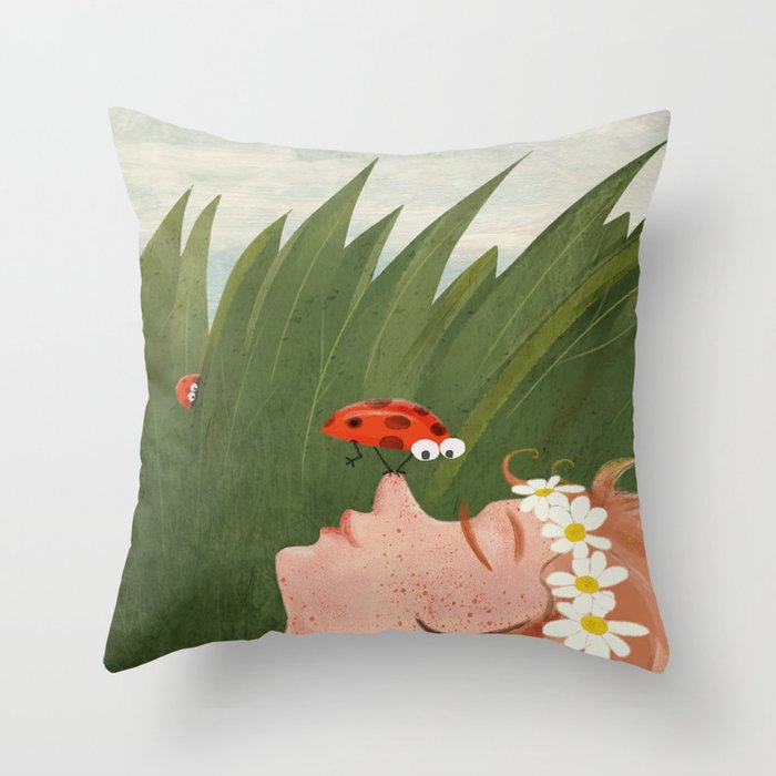 Summer dreaming with Ladybugs Throw Pillow