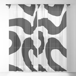 Abstract waves - white and black Sheer Curtain