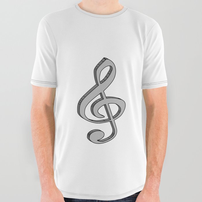 Treble Clef In 3D All Over Graphic Tee