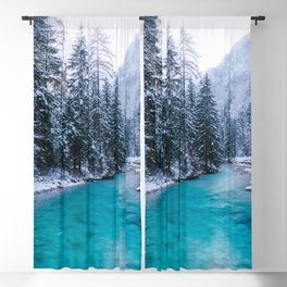 Magical river in enchanted winter forest Blackout Curtain