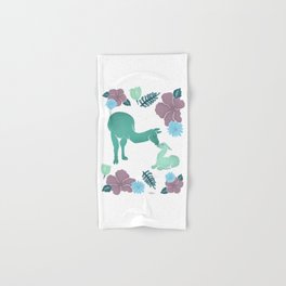 Purple & Green Floral & Llama Hand & Bath Towel