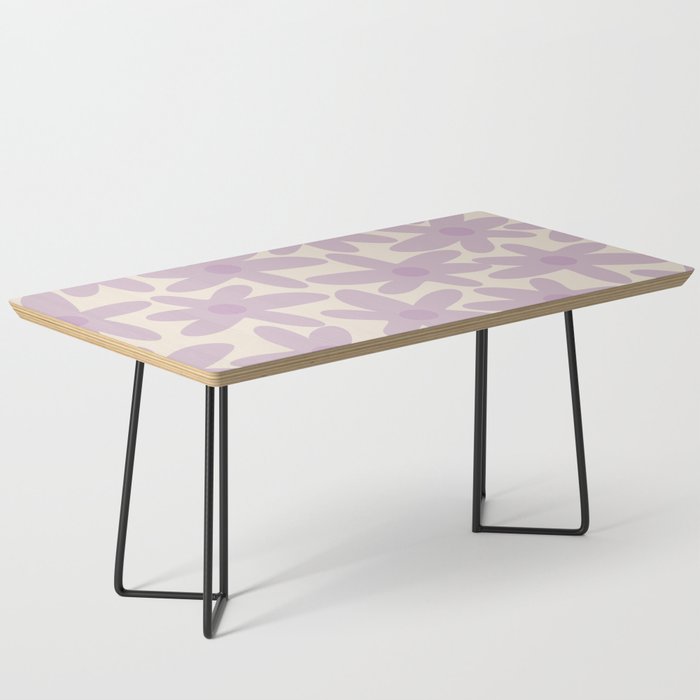 Daisy Time Retro Floral Pattern in Soft Lavender and Cream Coffee Table