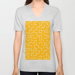 Curves on yellow background tiles V Neck T Shirt