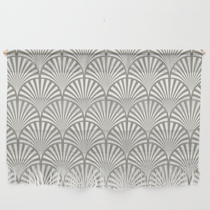 Art Deco Dark Grey & White Fan Pattern Wall Hanging