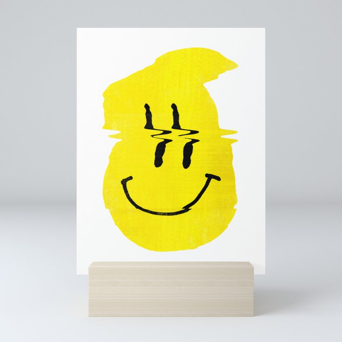 Smiley Glitch Mini Art Print