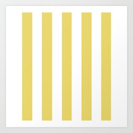 Arylide yellow - solid color - white vertical lines pattern Art Print | Stripes, Makeitcolorful, Whitestripes, Colour, Minimal, Lines, Colorful, Beautiful, Color, Arylideyellow 