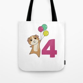 Guinea Pig Fourth Birthday Balloons Tote Bag