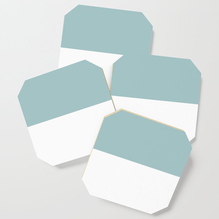  Dusty Mint Green And White Split in Horizontal Halves Coaster
