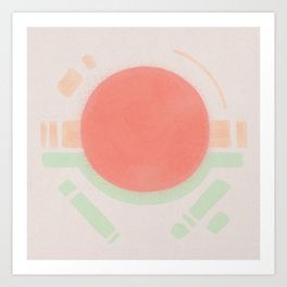 Abstract composition with pink circle Art Print