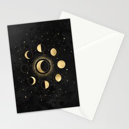 Gold Moon Phases  Stationery Card