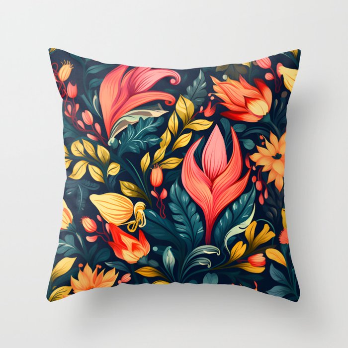 Exquisite Floral Interior Design - Embrace Nature's Beauty in Your Space Throw Pillow