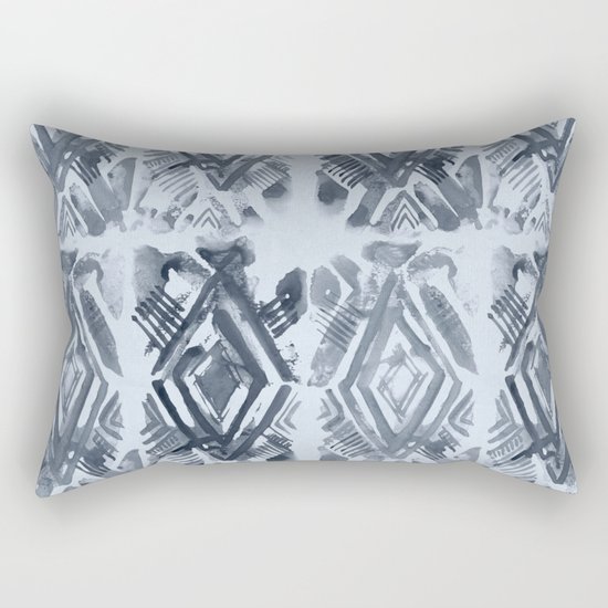 Simply Ikat Ink in Indigo Blue on Sky Blue Rectangular Pillow