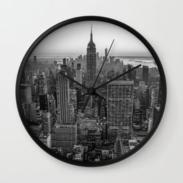 New York Skyline - Manhattan Black and White Wall Clock