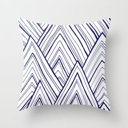 Stripe Mountains - Dark Blue Throw Pillow