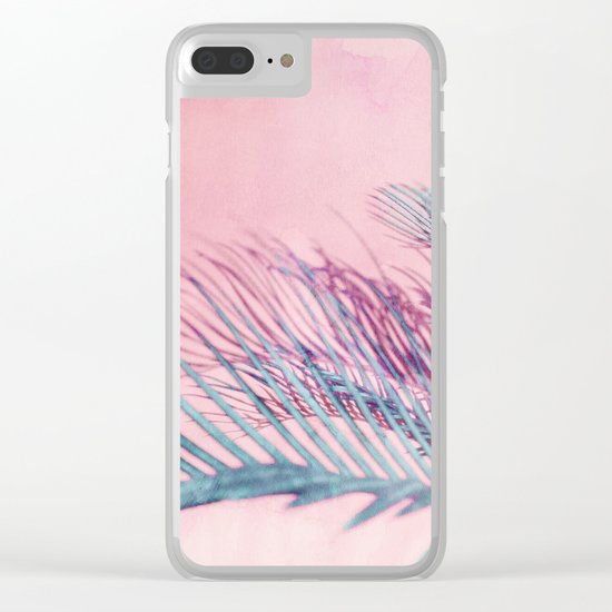 Velvet Pink Palms Clear iPhone Case