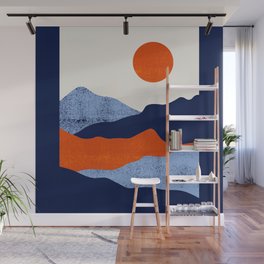 Indigo desert sunset orange theme Wall Mural