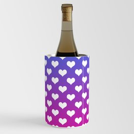 Vibrant Blue, Purple & Pink Gradient With White Hearts Wine Chiller
