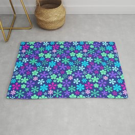 purple green pink eclectic daisy print ditsy florets Area & Throw Rug
