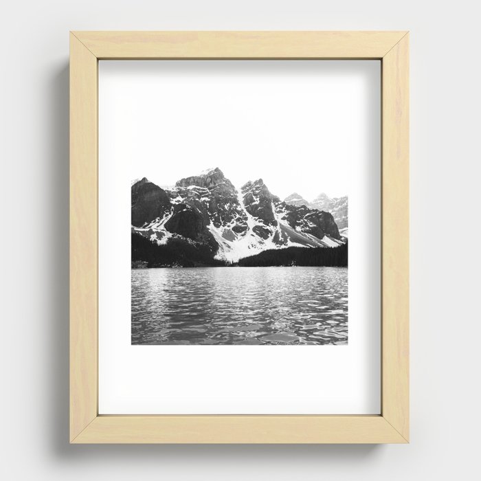 Landscape Photography Black and White | Moraine Lake Alberta Recessed Framed Print