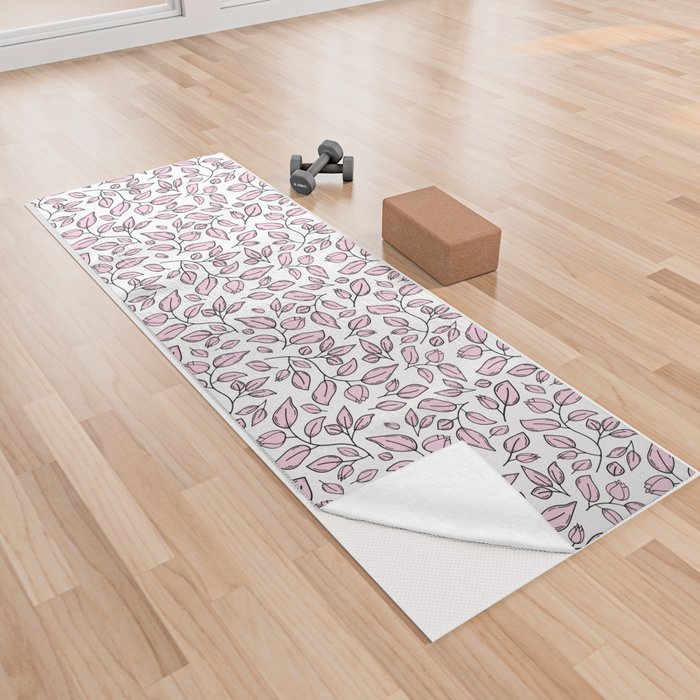 Sweet pink floral silhouette pattern Yoga Towel