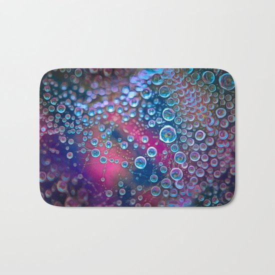 Magic iridescent colorful dew drops Bath Mat