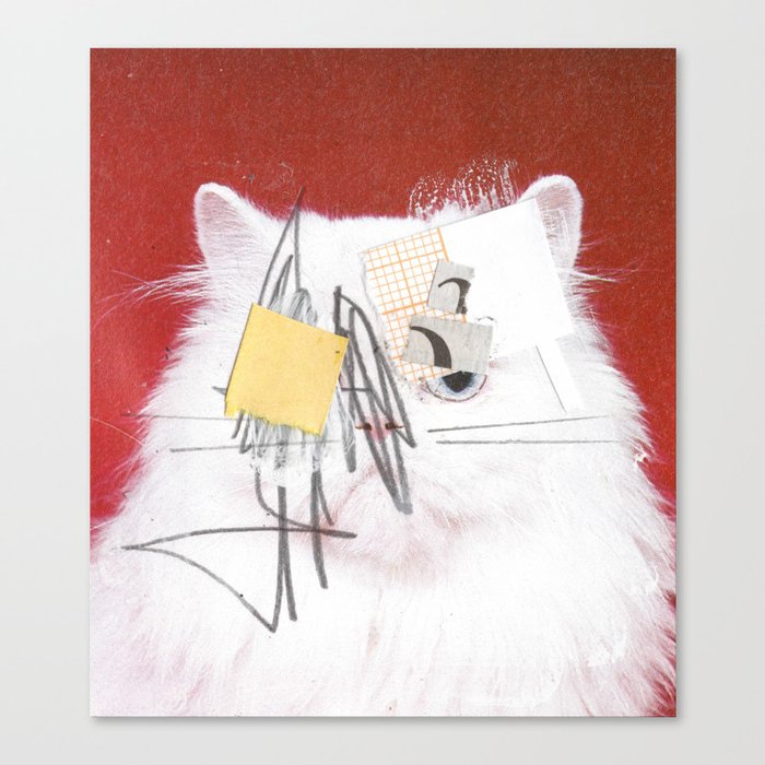 white cat disaster 2 Canvas Print