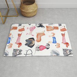 Doggie Assembly | Watercolour | Dogs | Pattern Rug
