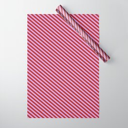 [ Thumbnail: Plum and Red Colored Stripes Pattern Wrapping Paper ]